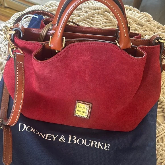 Dooney & Bourke Red Satchel with Leather Trim - Picture 13 of 16